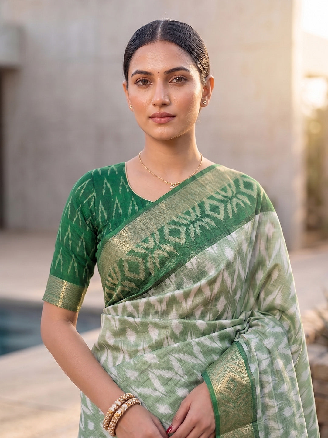 Urban Pallu Printed Silk Blend Festive Saree