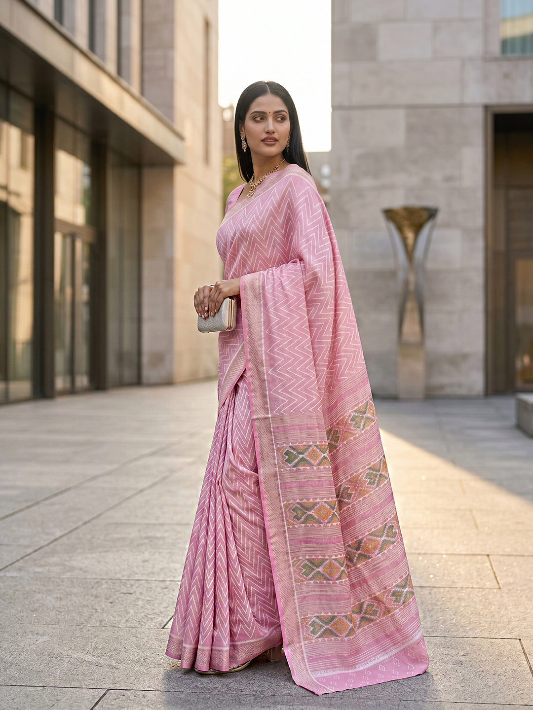 Urban Pallu Printed Silk Blend Festive Saree