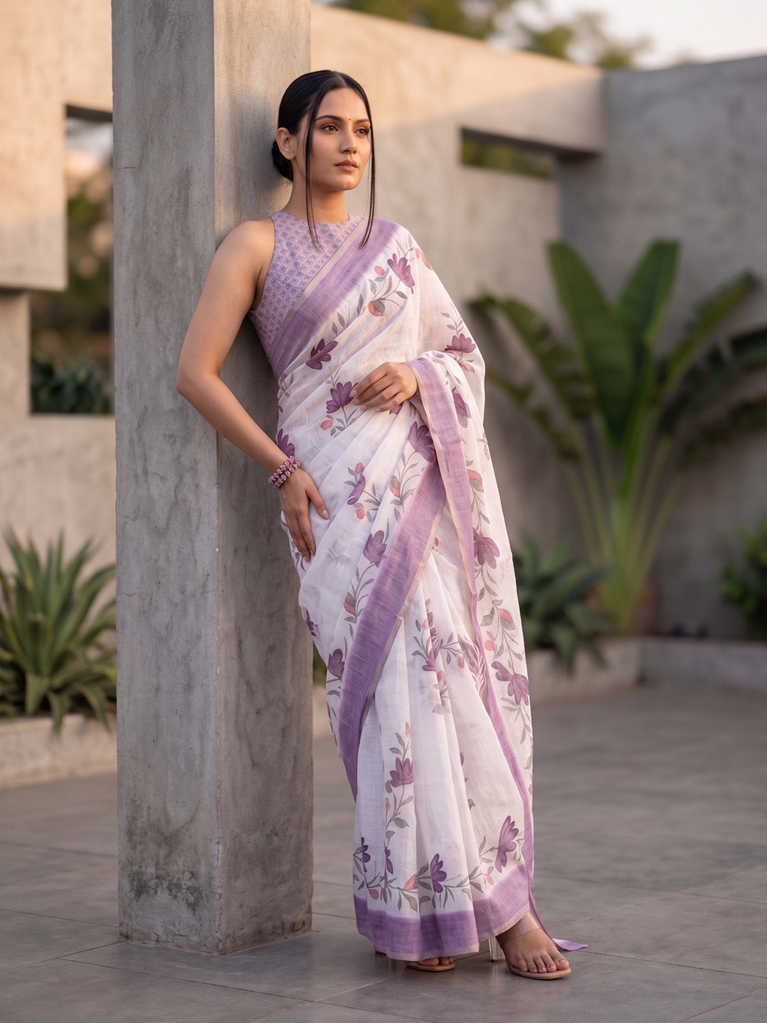 Urban Pallu Printed Cotton Blend Festive Saree