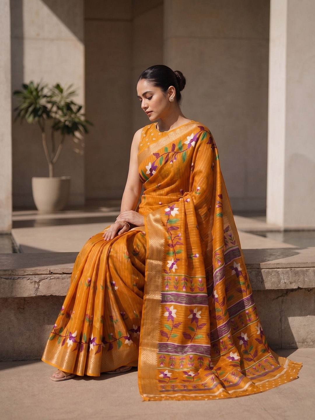 Urban Pallu Printed Silk Blend Festive Saree