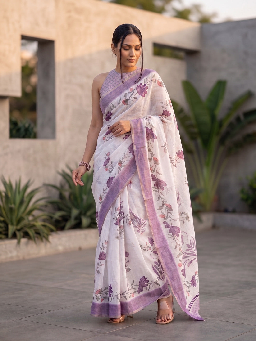 Urban Pallu Printed Cotton Blend Festive Saree