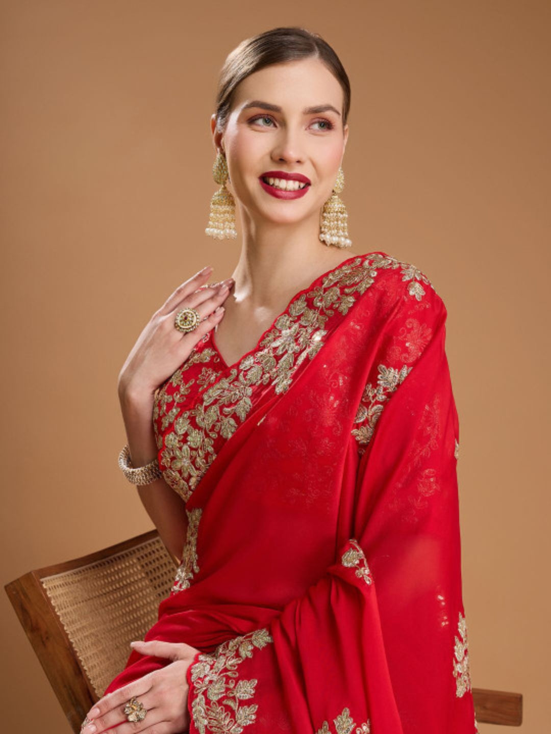 Urban Pallu Embroidered Tissue Festive Saree