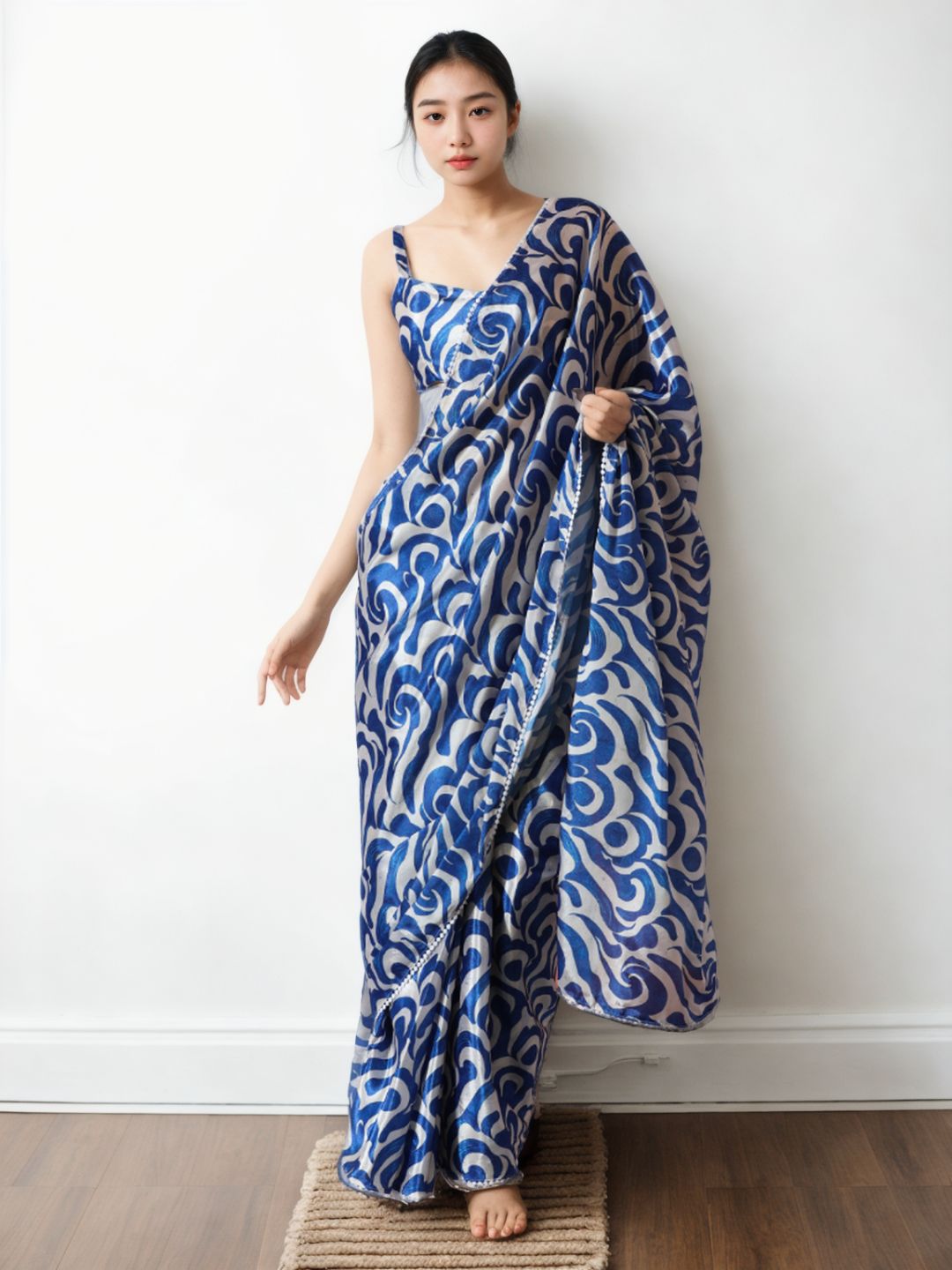 Urban Pallu Woven Design Silk Blend Fusion Saree