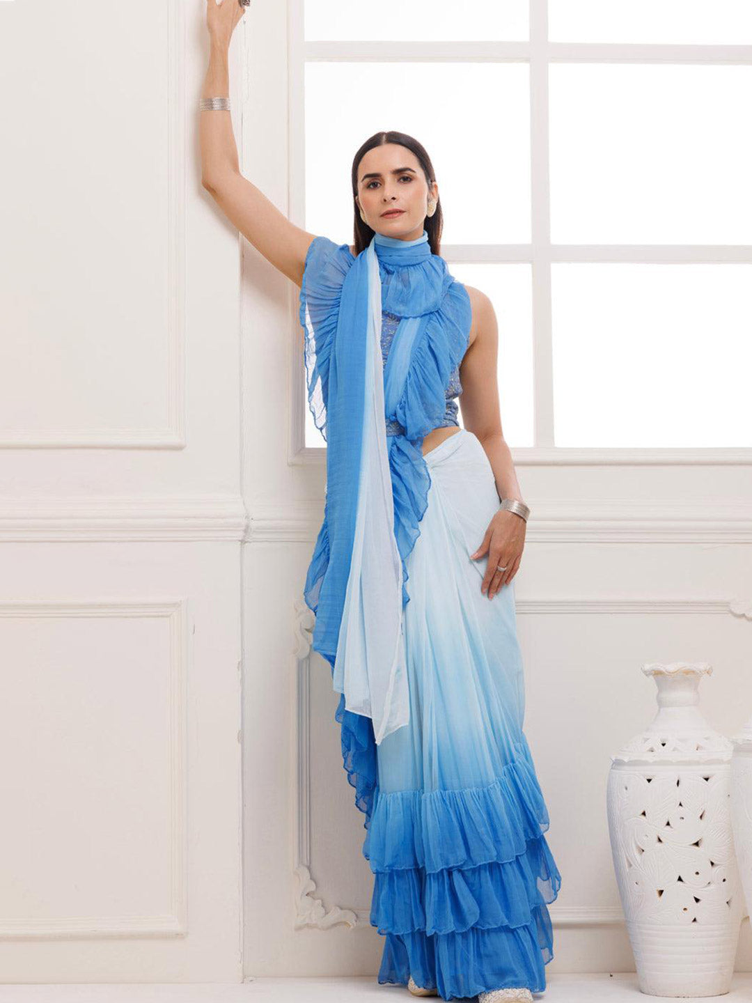 Urban Pallu Ombre Poly Georgette Saree