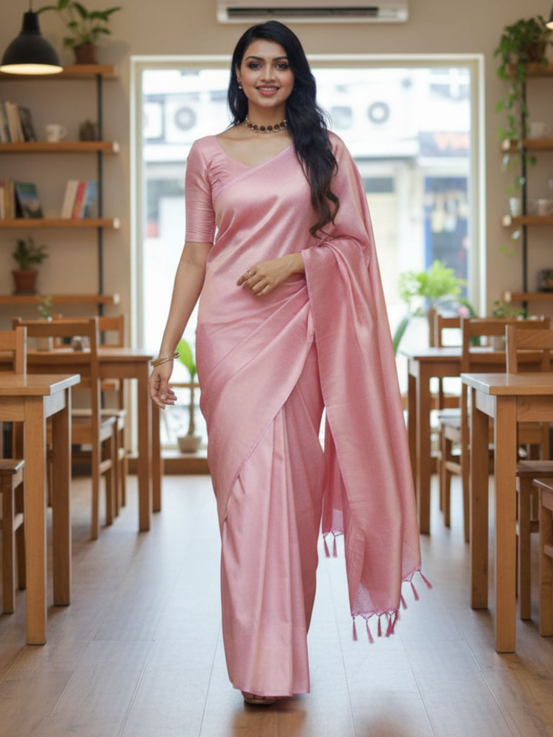 Urban Pallu Woven Design Silk Blend Work Saree