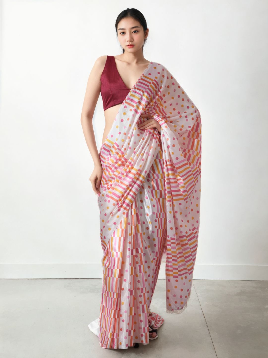Urban Pallu Woven Design Silk Blend Fusion Saree