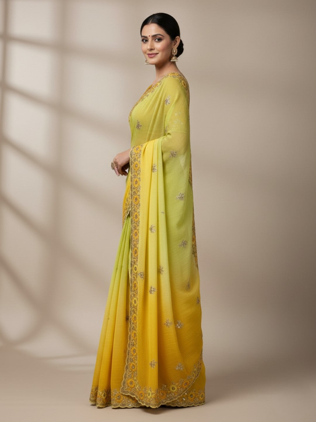 Urban Pallu Solid Poly Georgette Traditional Saree