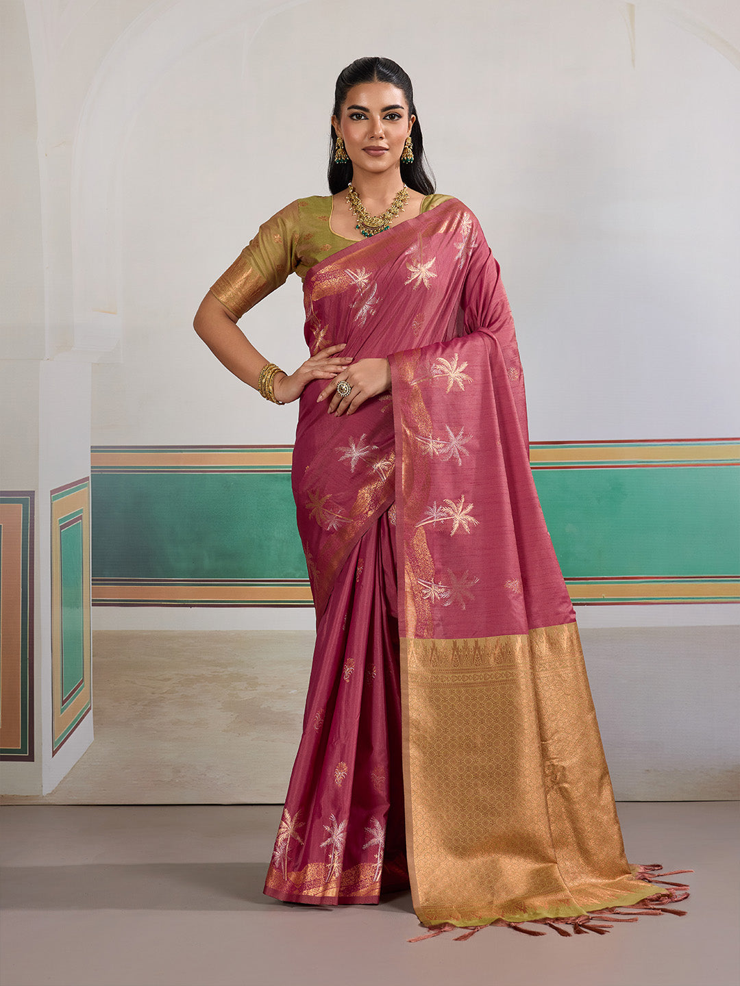 Urban Pallu Printed Silk Cotton Work Saree