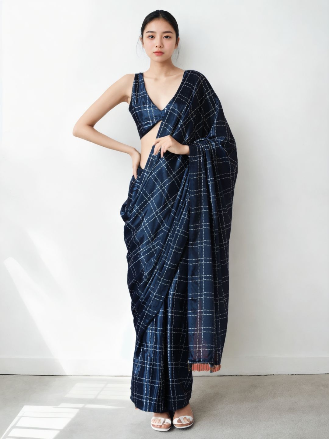 Urban Pallu Woven Design Silk Blend Fusion Saree