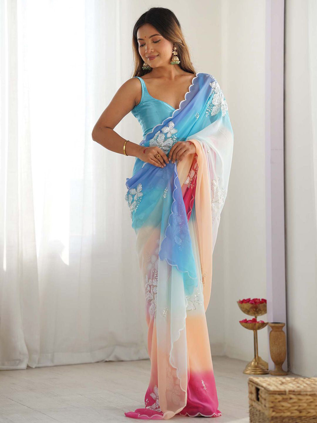 Urban Pallu Printed Poly Georgette Daily Saree