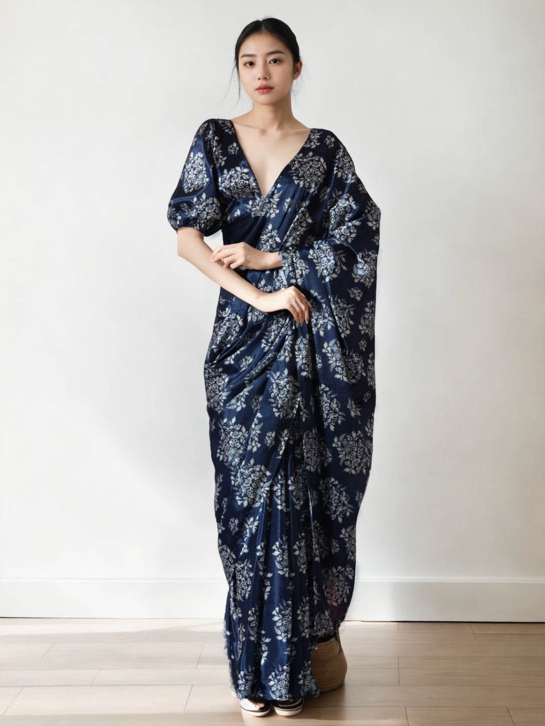 Urban Pallu Woven Design Silk Blend Fusion Saree