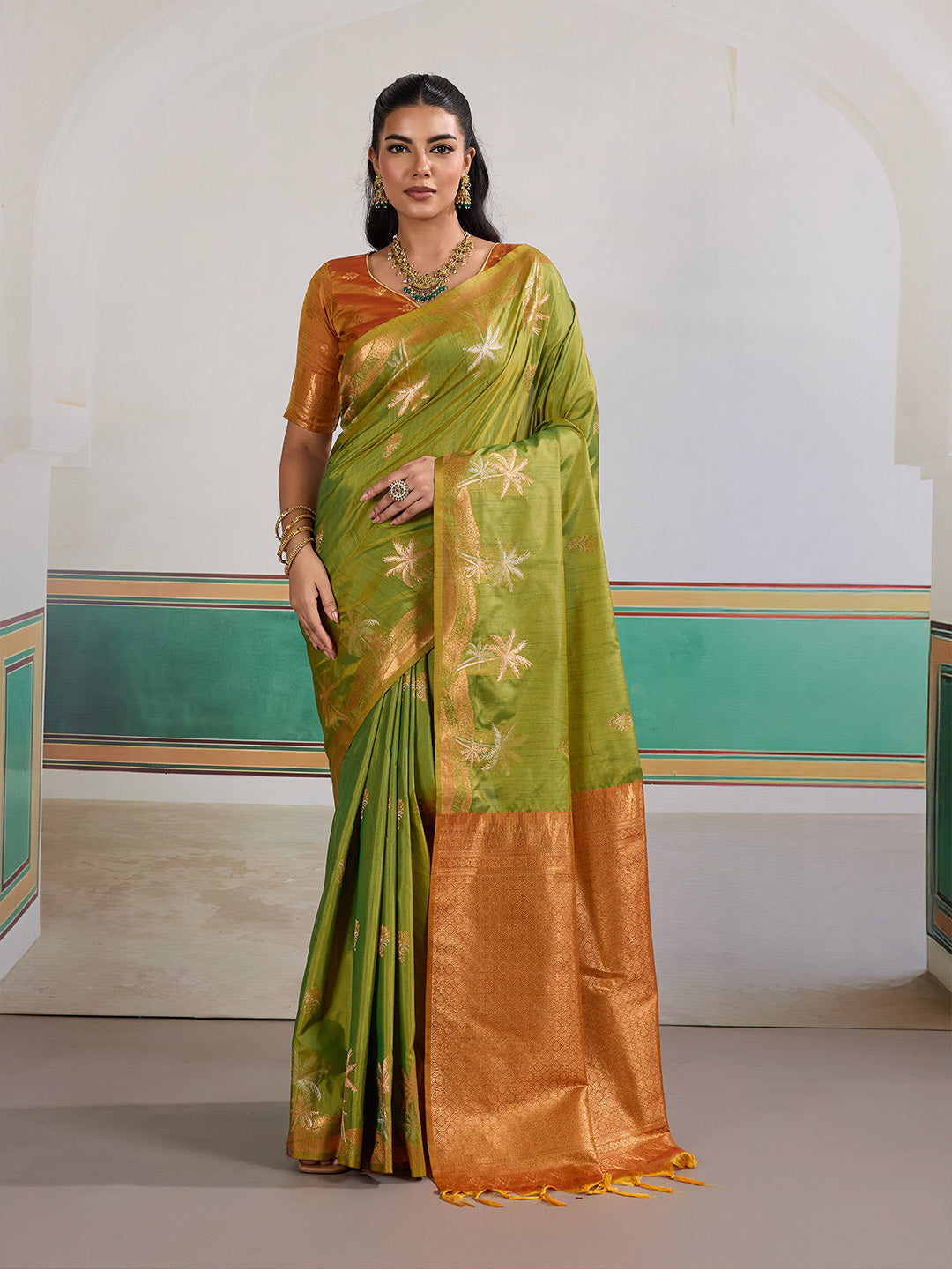 Urban Pallu Printed Silk Cotton Work Saree