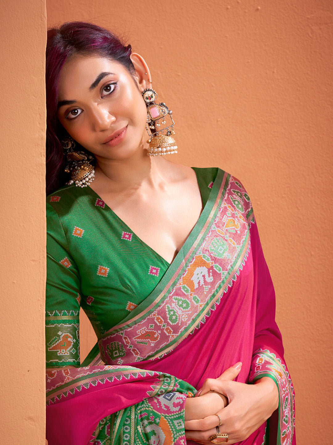 Urban Pallu Solid Silk Blend Festive Saree