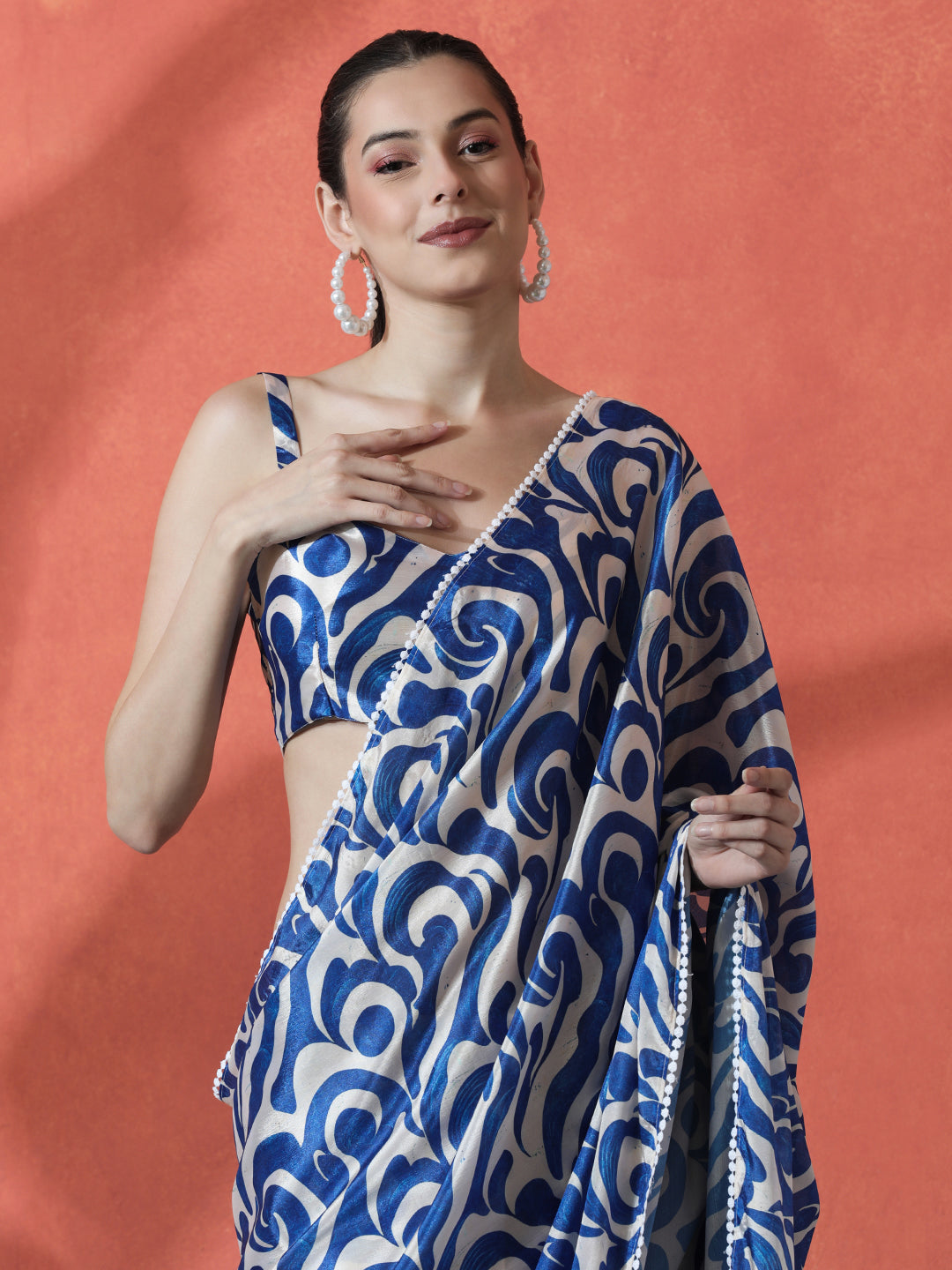 Urban Pallu Beads and Stones Silk Blend Designer Saree