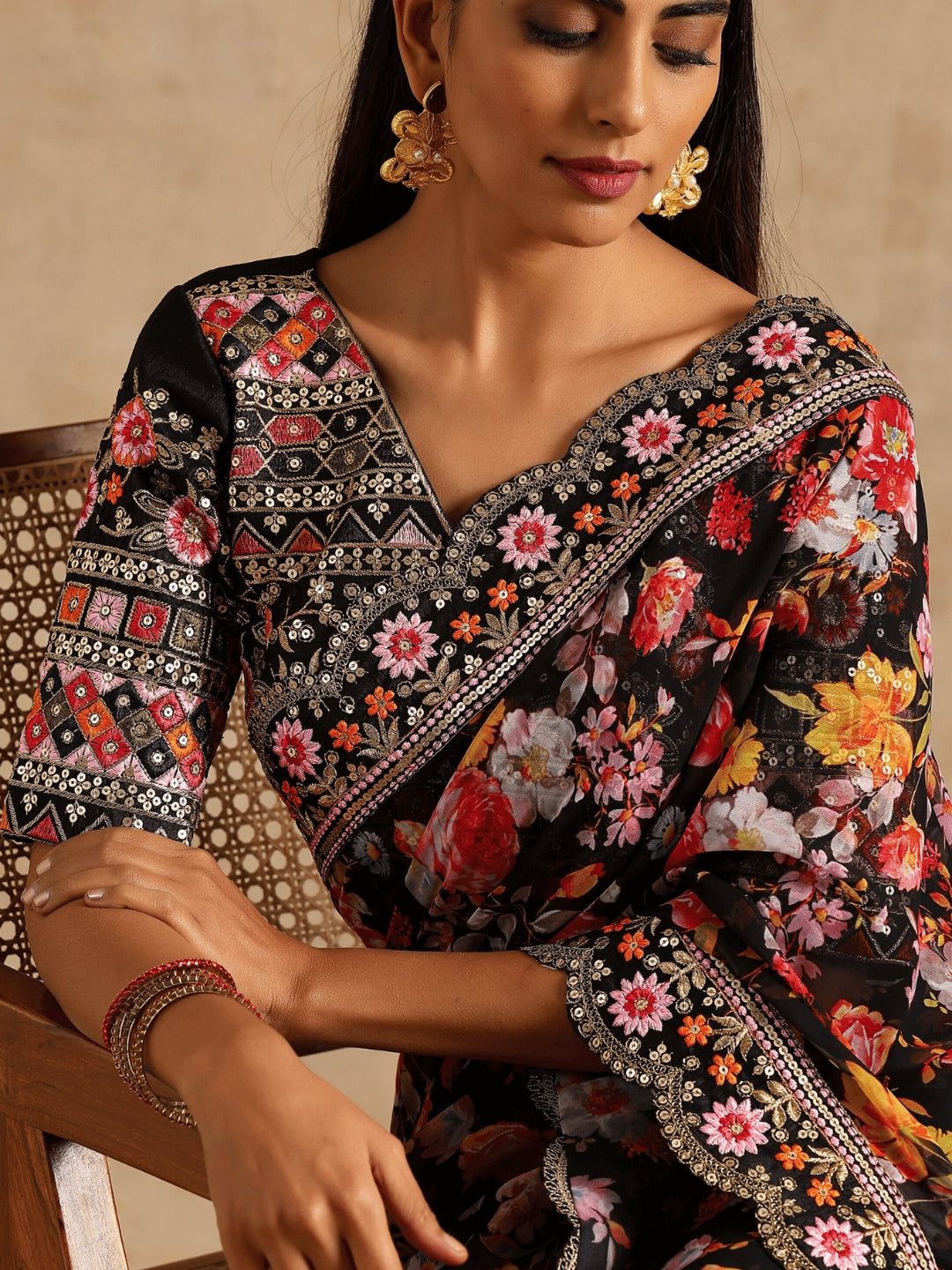 Urban Pallu Woven Design Poly Georgette Festive Saree