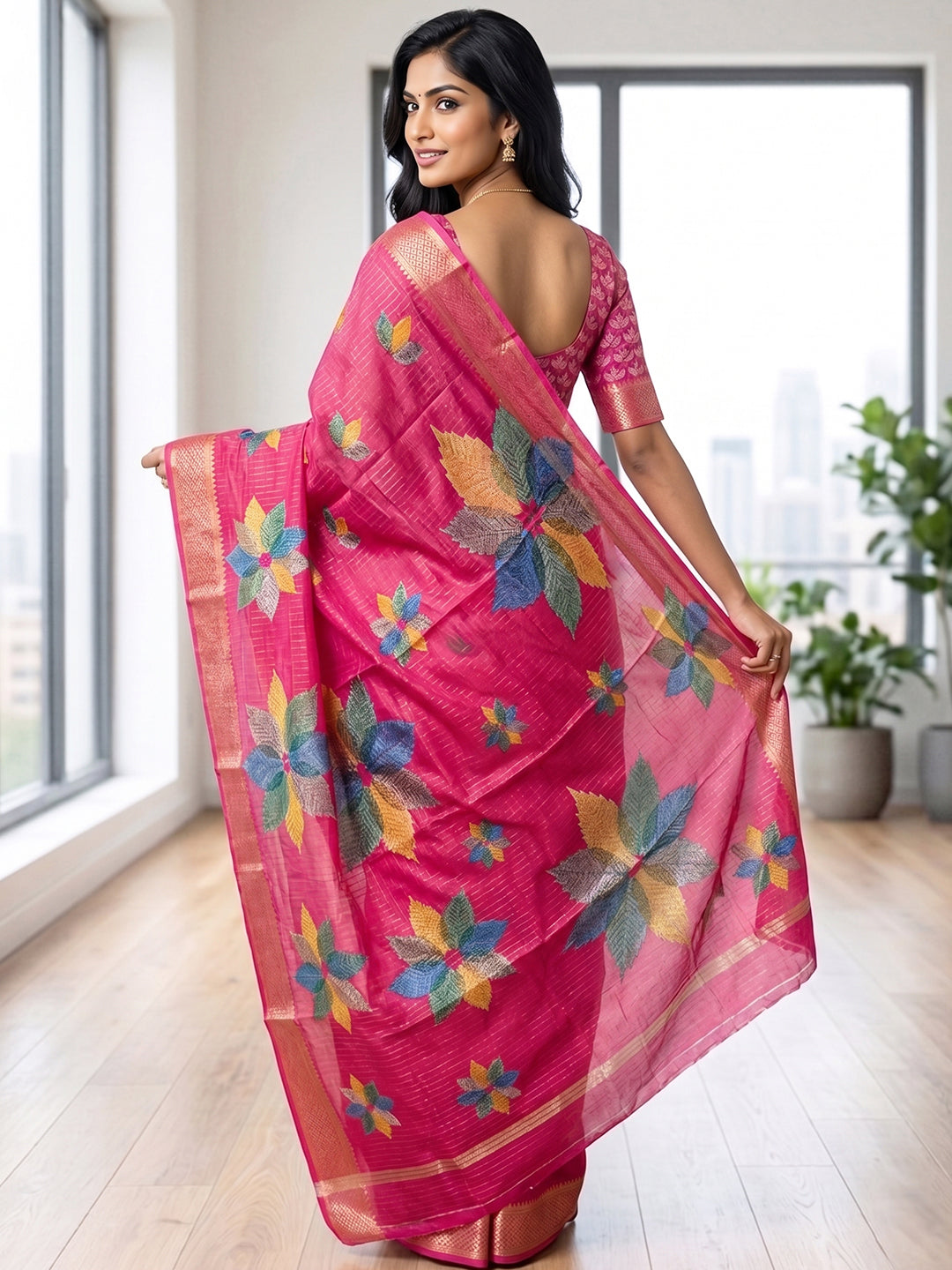 Urban Pallu Printed Silk Blend Festive Saree