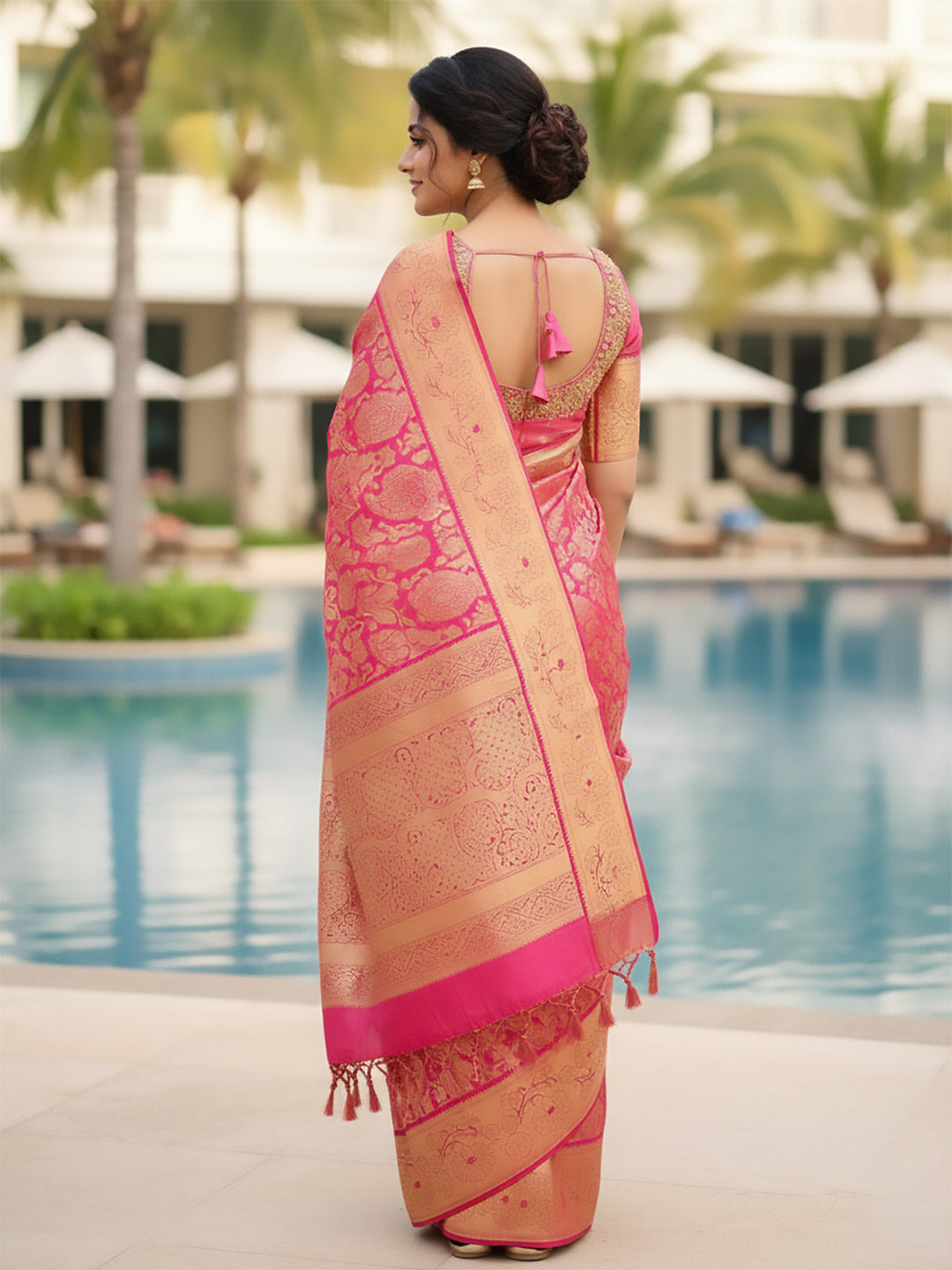 Urban Pallu Woven Design Silk Blend Work Saree