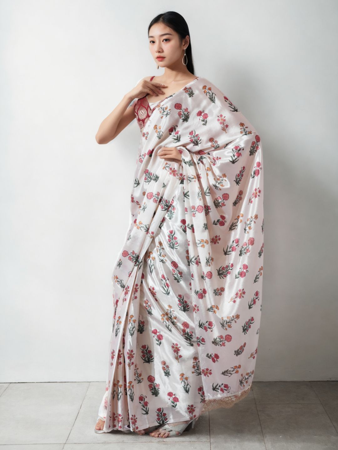 Urban Pallu Woven Design Silk Blend Fusion Saree