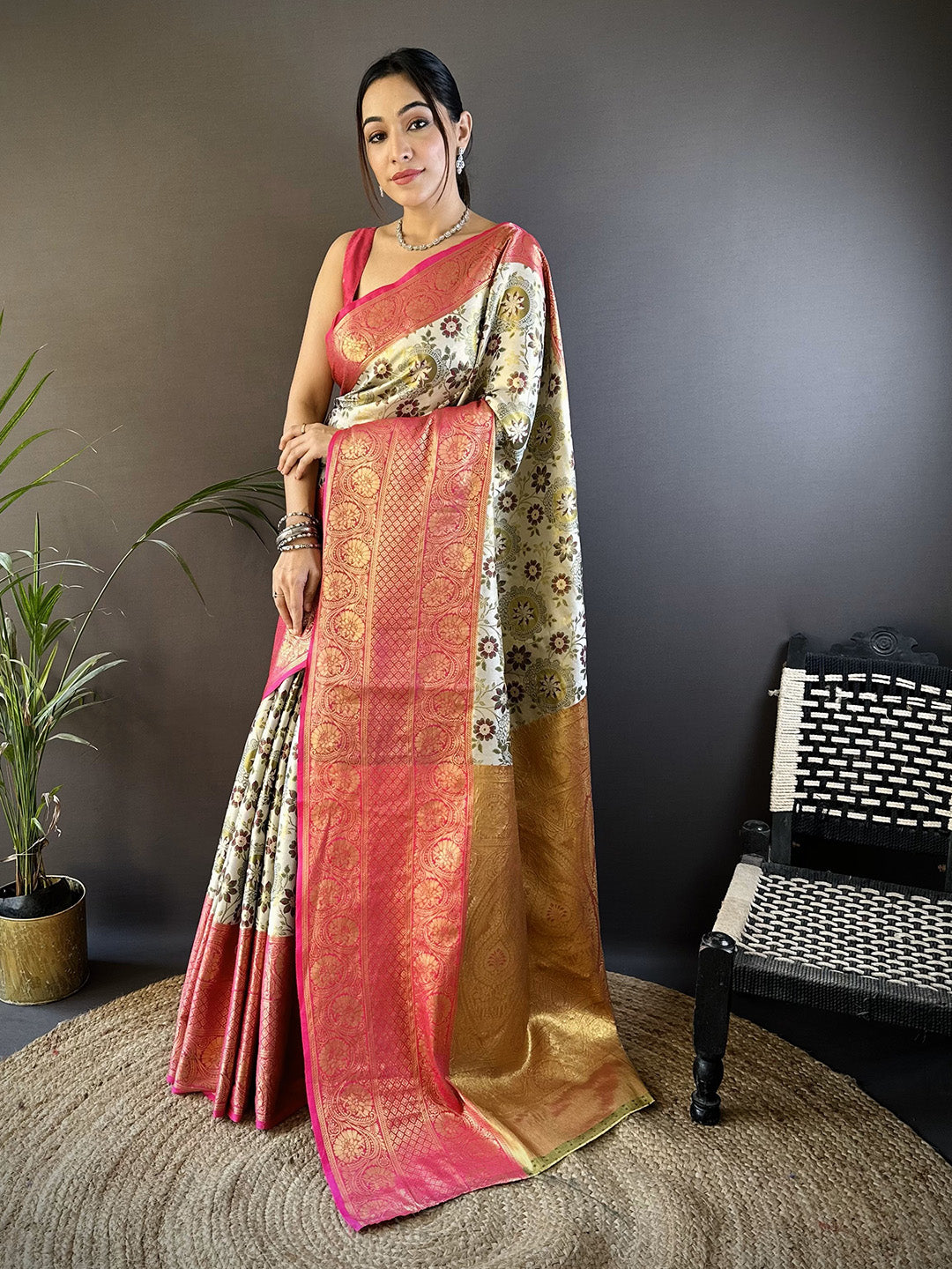 Urban Pallu Woven Design Silk Blend Traditional Saree