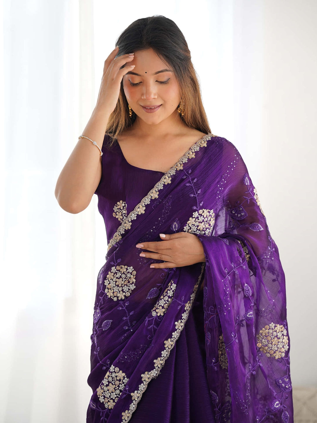 Urban Pallu Embroidered Tissue Festive Saree