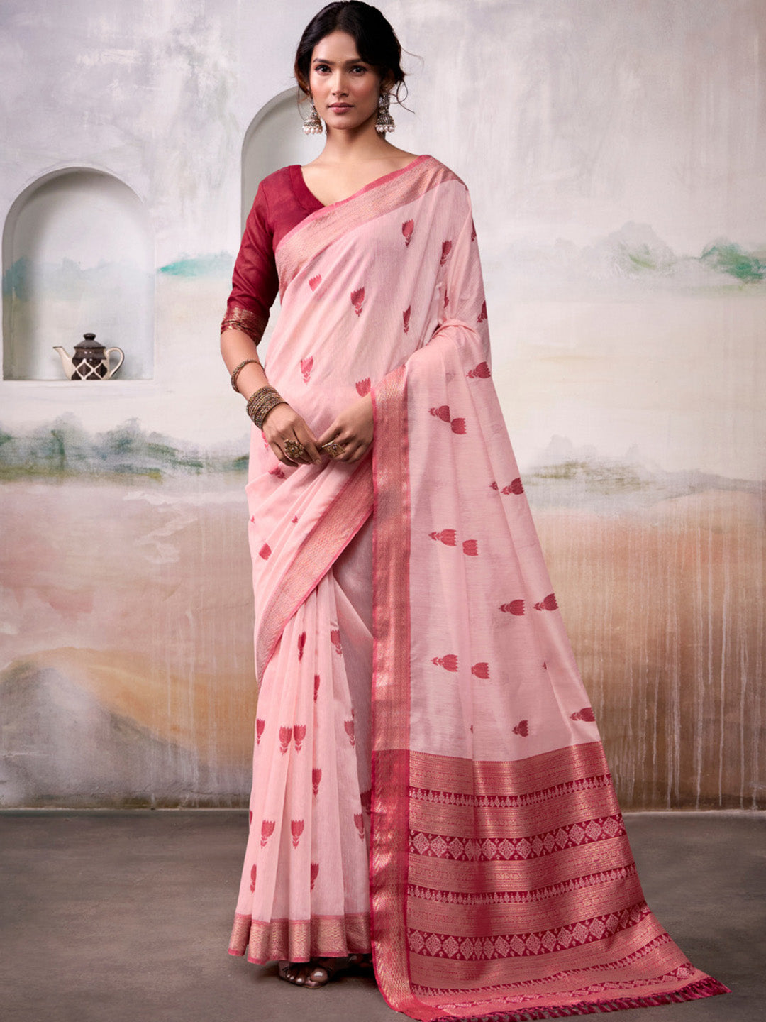 Urban Pallu Woven Design Cotton Blend Daily Saree