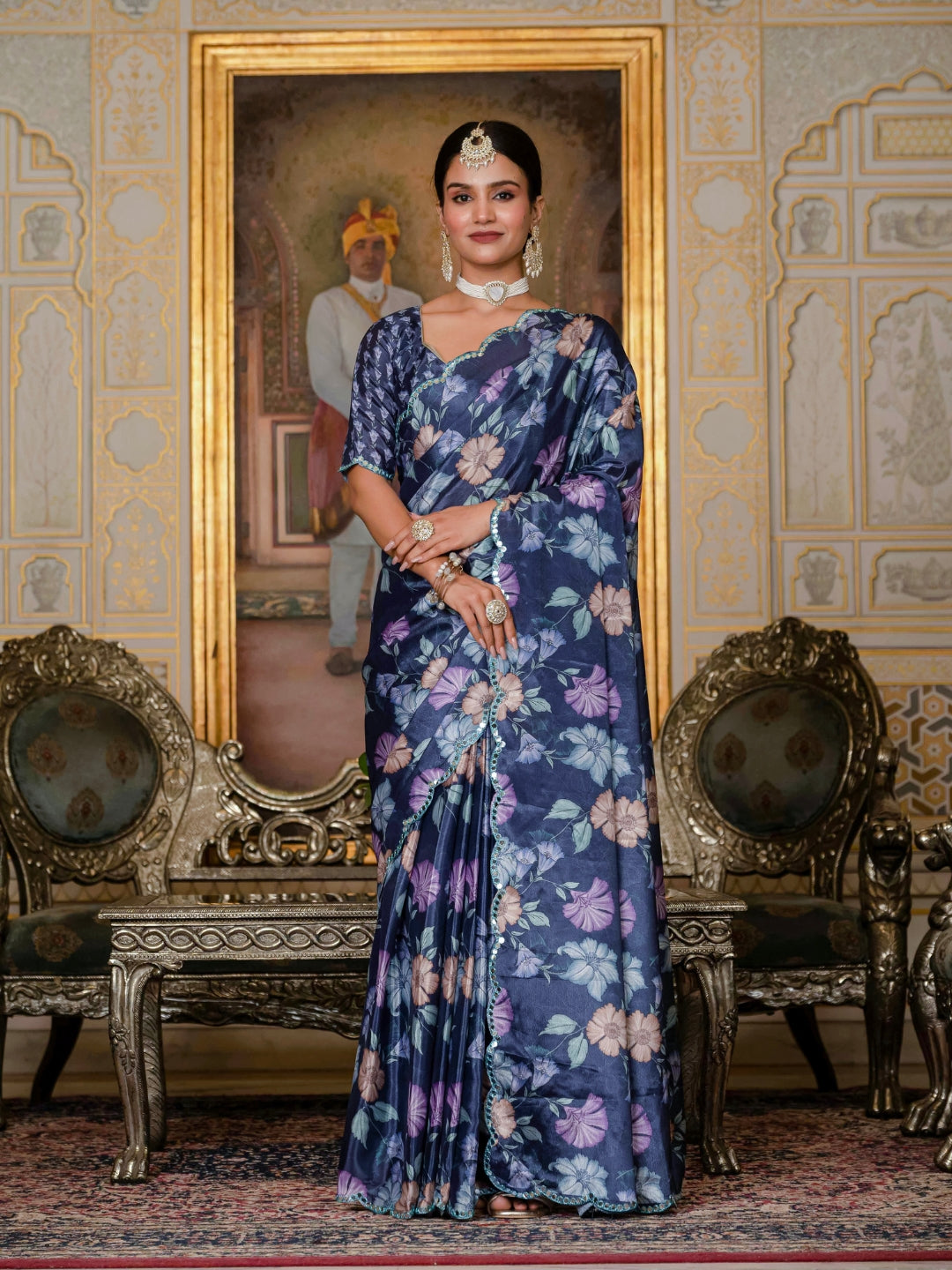 Urban Pallu Woven Design Silk Blend Fusion Saree
