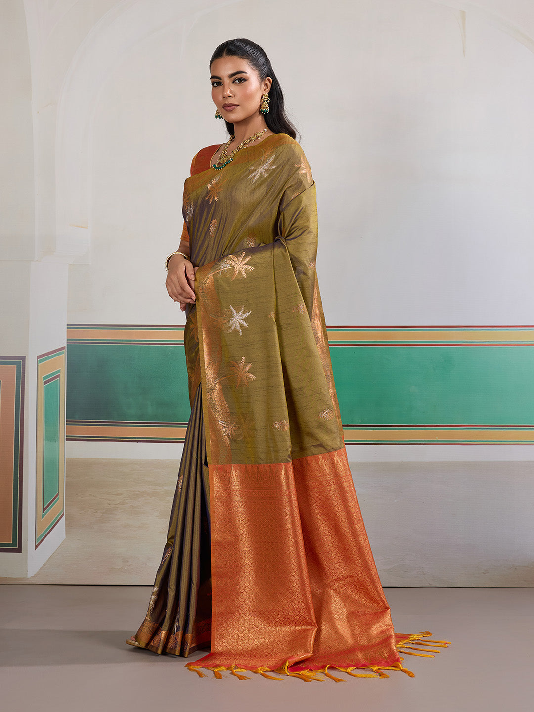 Urban Pallu Printed Silk Cotton Work Saree
