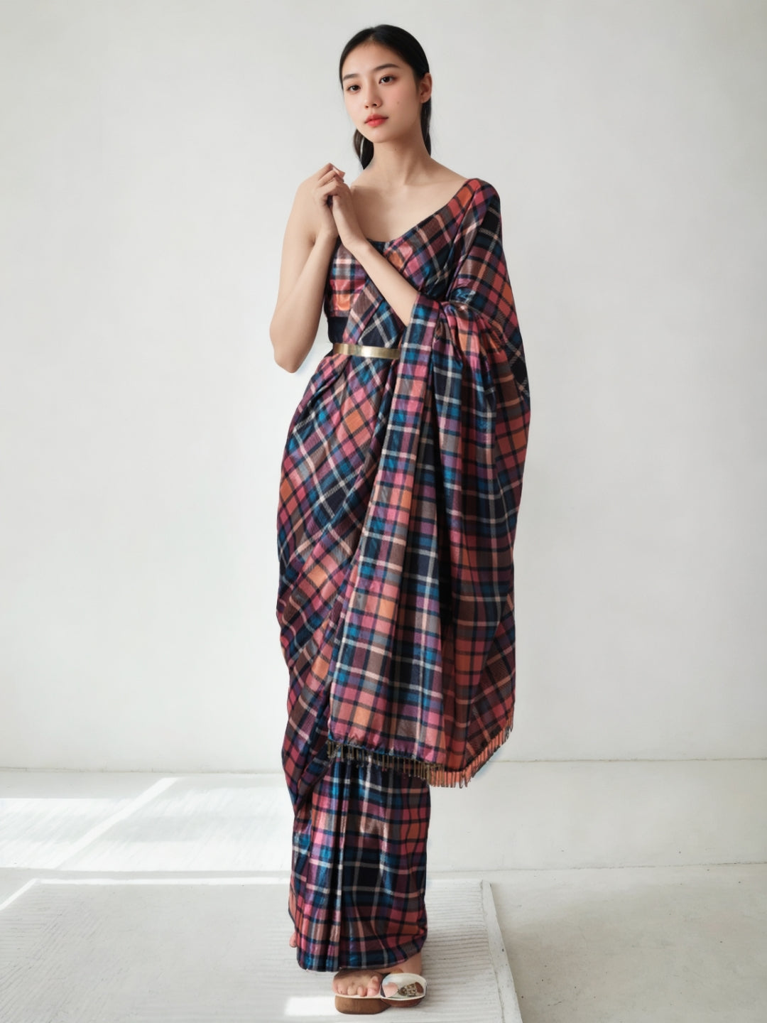 Urban Pallu Woven Design Silk Blend Fusion Saree