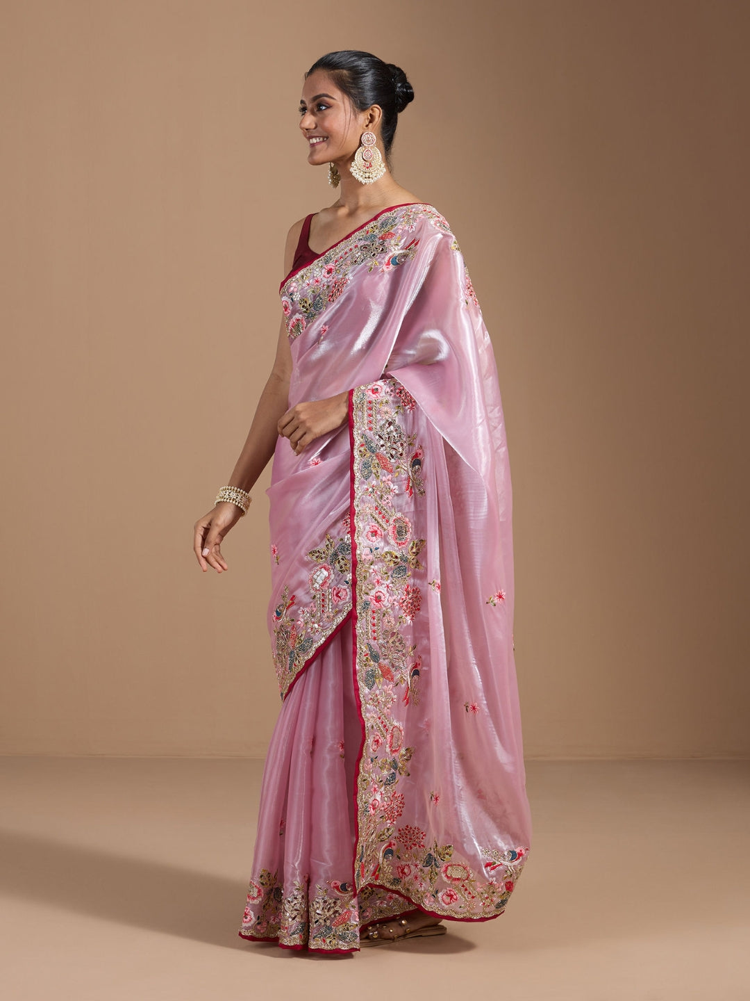 Urban Pallu Embroidered Tissue Festive Saree