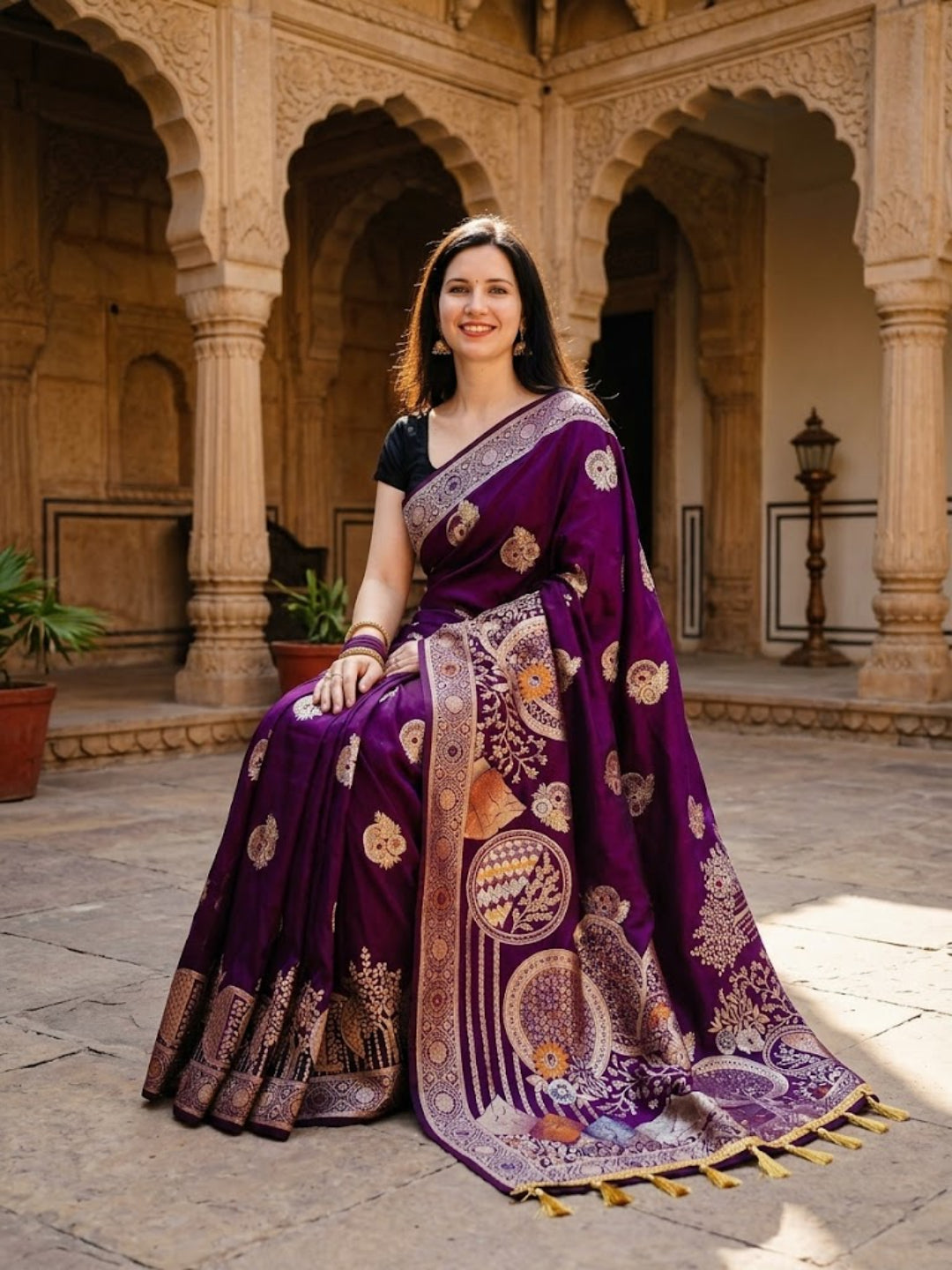 Urban Pallu Woven Design Silk Blend Traditional Saree