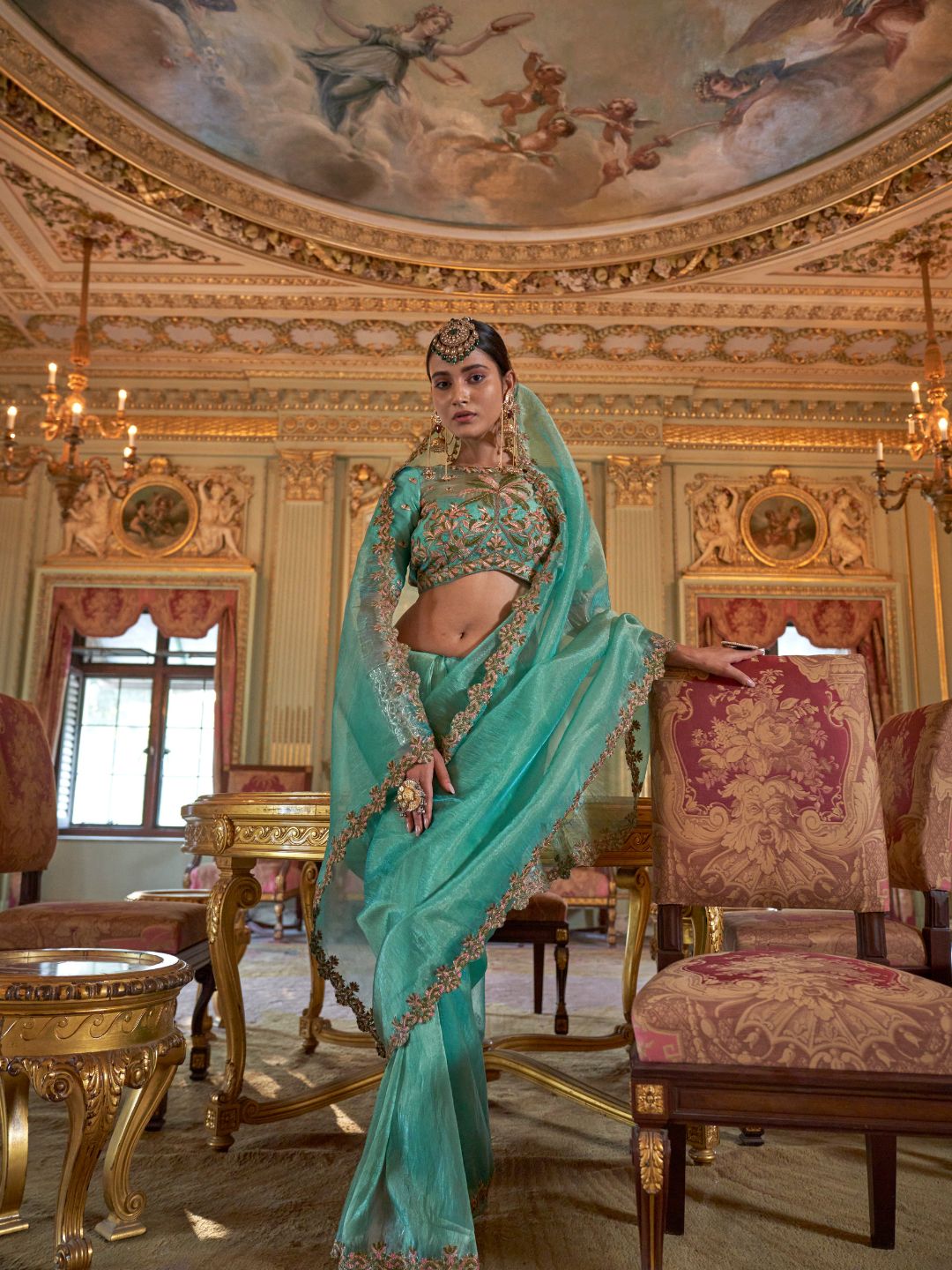 Urban Pallu Solid Tissue Fusion Saree