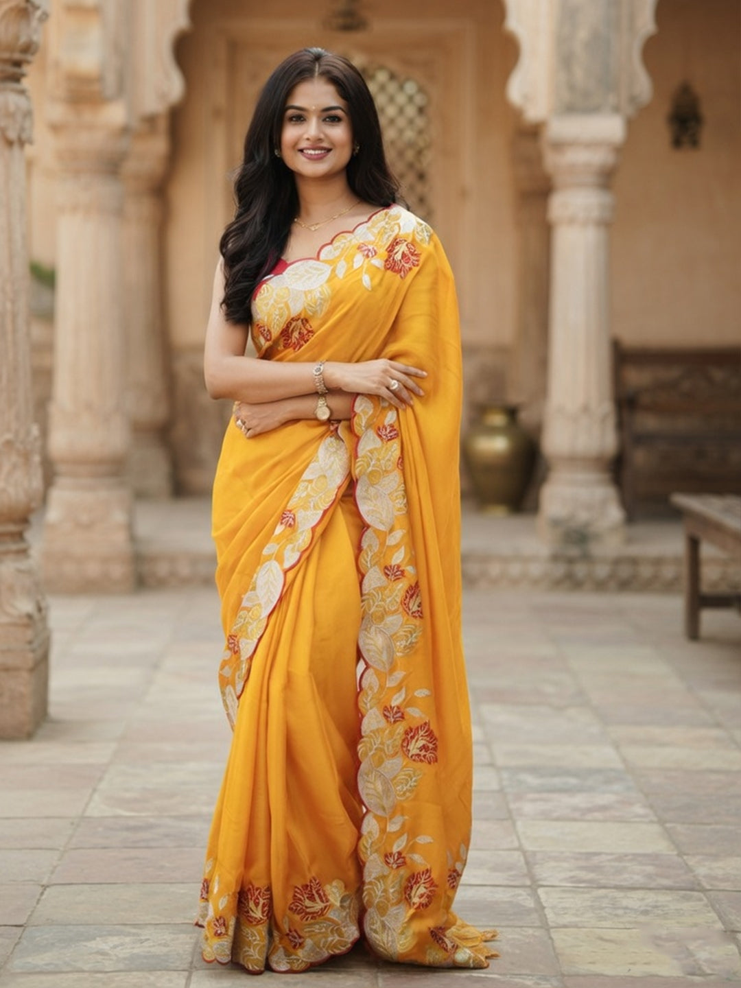 Urban Pallu Woven Design Poly Chiffon Traditional Saree