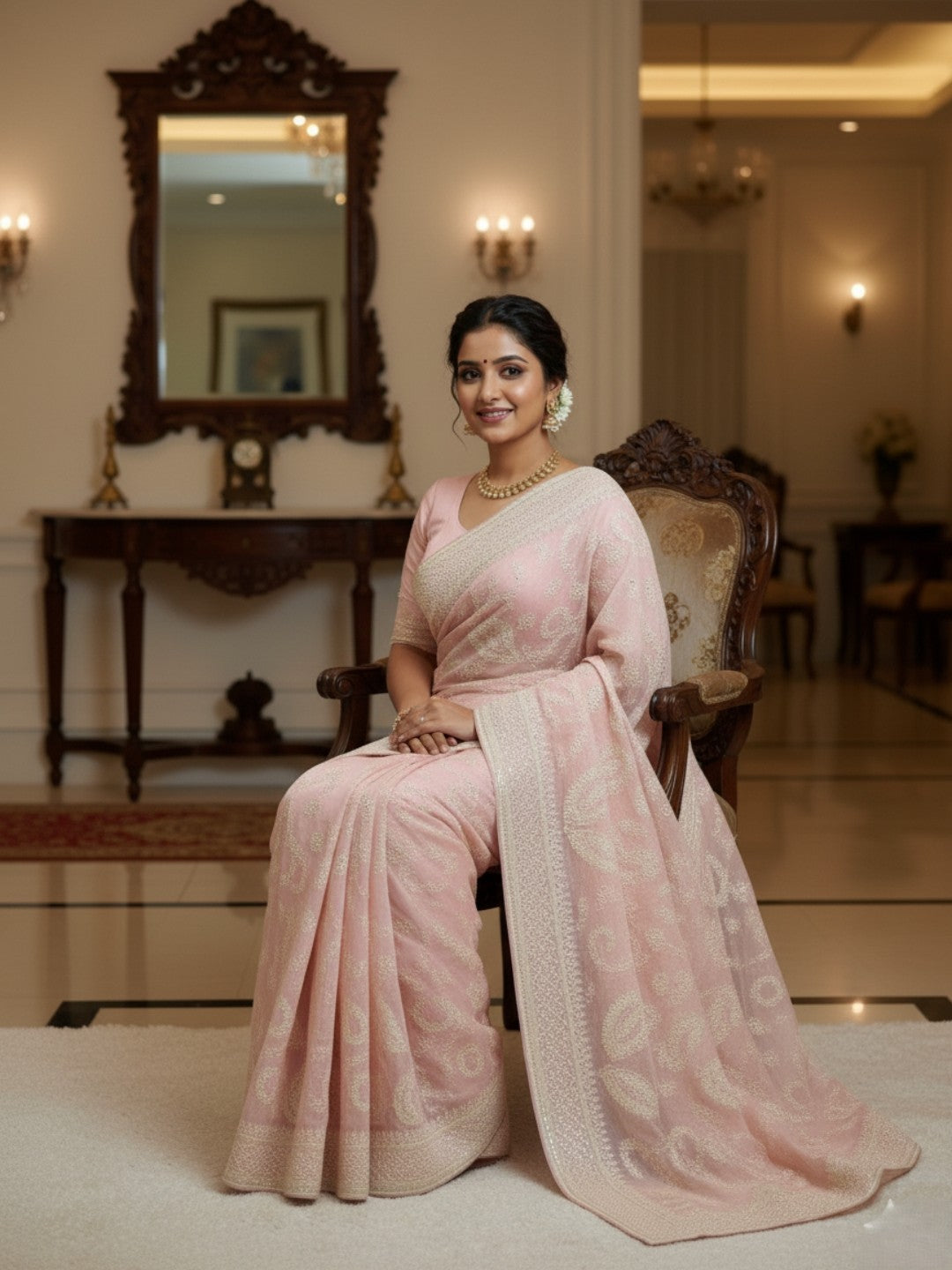 Urban Pallu Embroidered Silk Blend Festive Saree