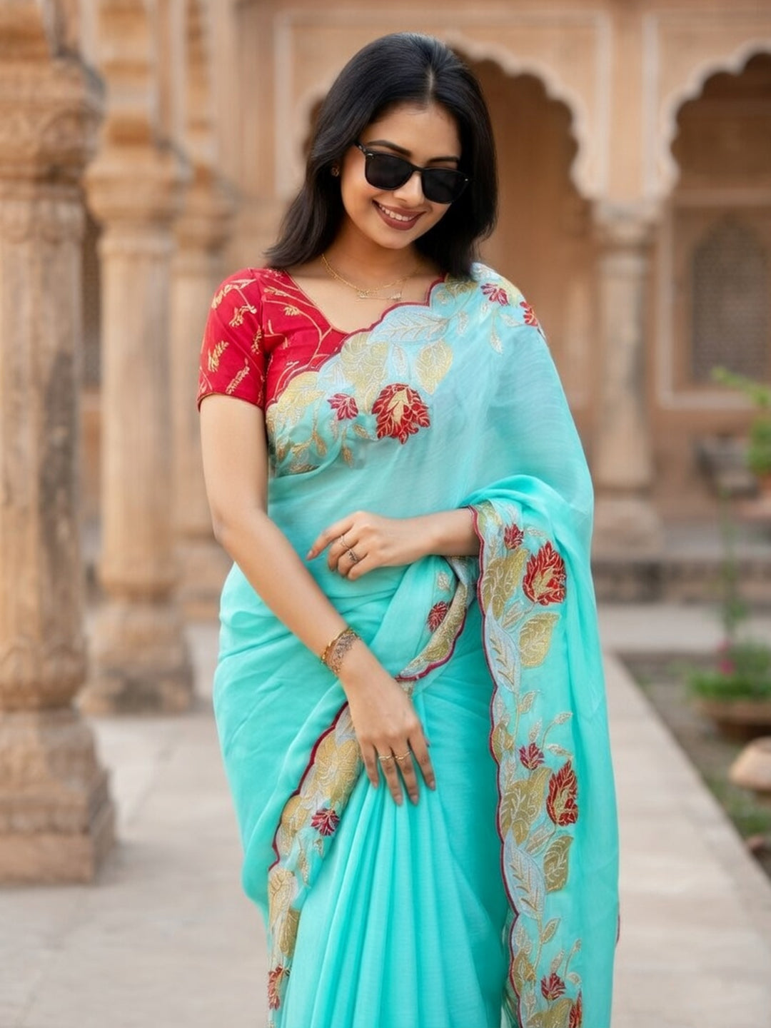 Urban Pallu Woven Design Poly Chiffon Traditional Saree