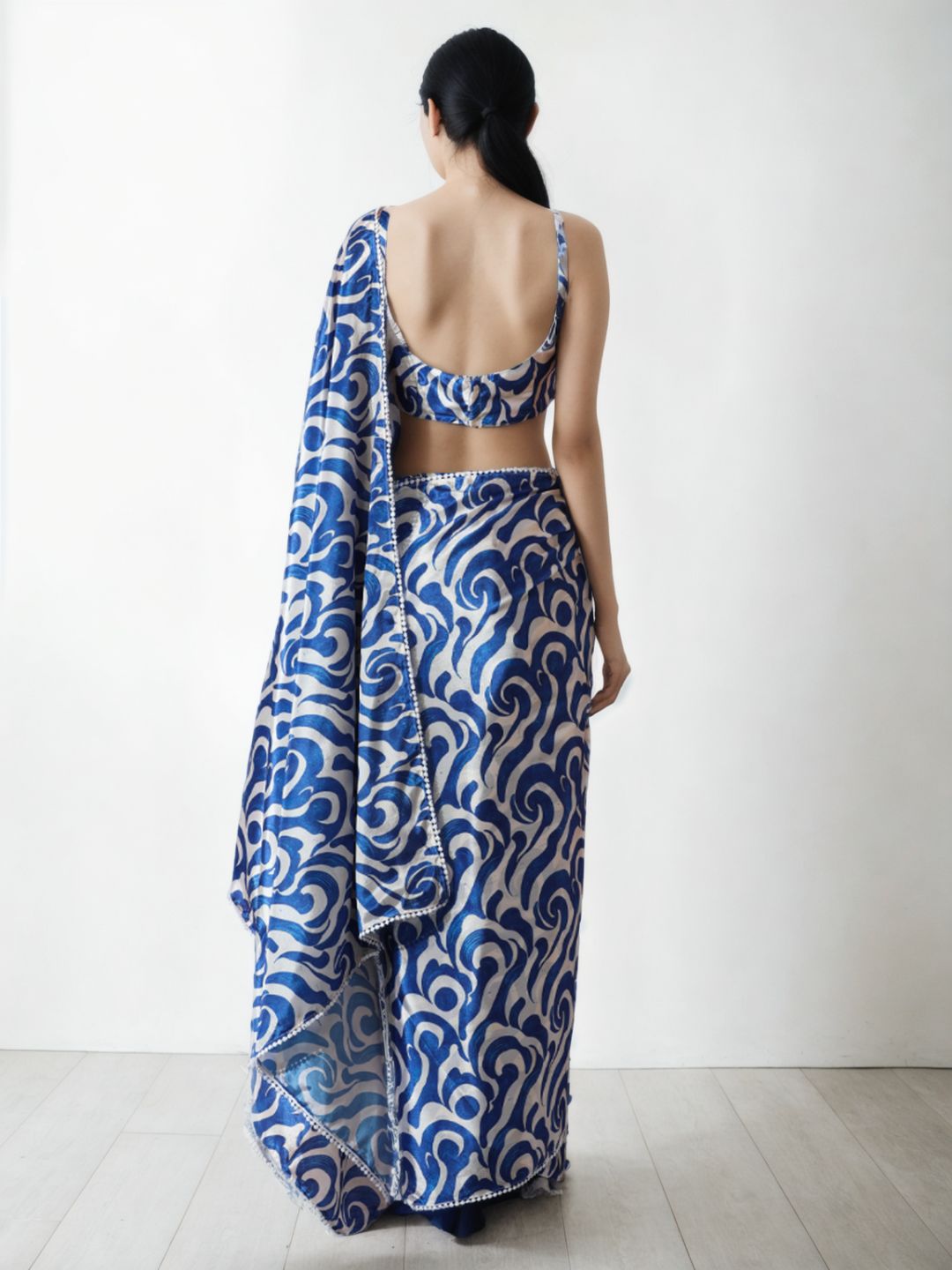 Urban Pallu Woven Design Silk Blend Fusion Saree