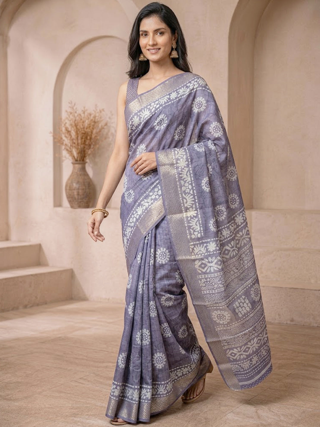 Urban Pallu Printed Cotton Blend Festive Saree