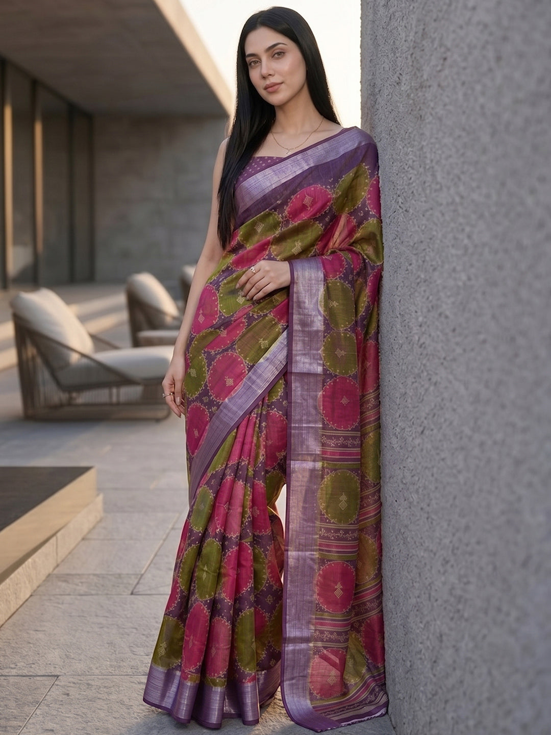Urban Pallu Printed Silk Blend Festive Saree