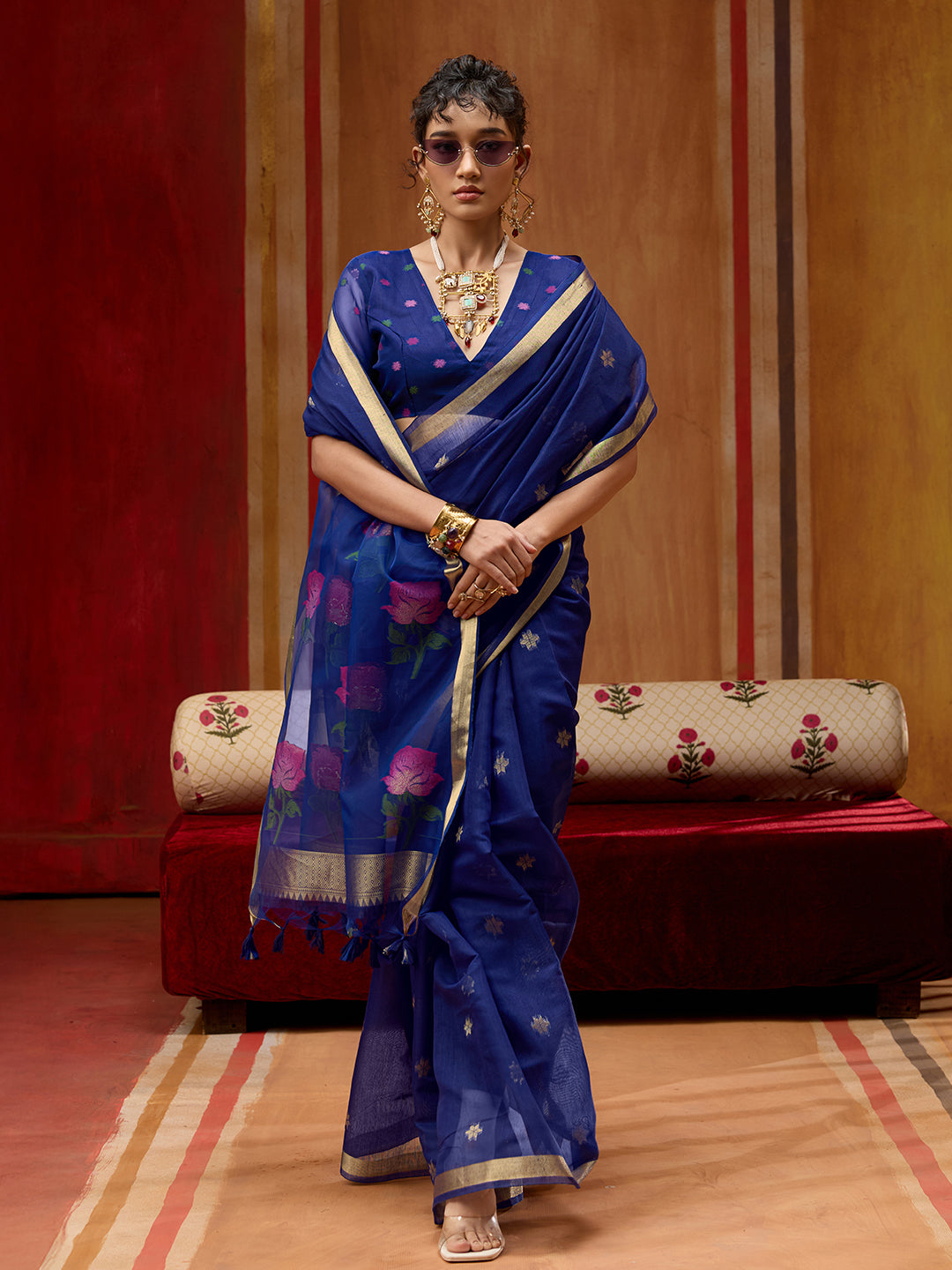 Urban Pallu Printed Satin Party Saree