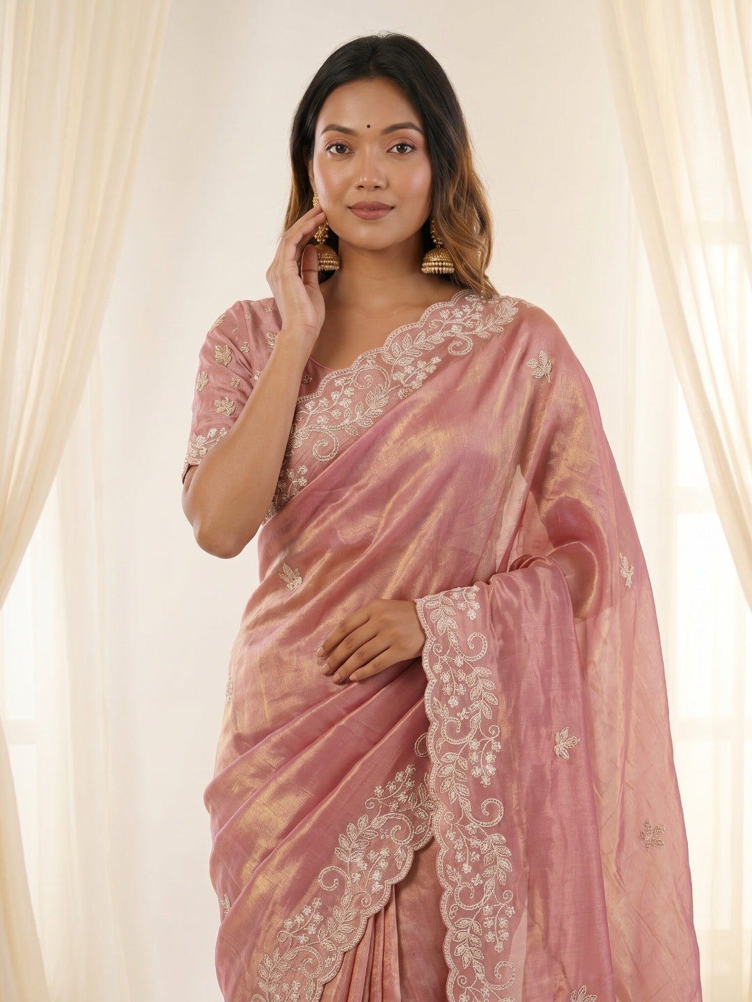 Urban Pallu Embroidered Organza Festive Saree