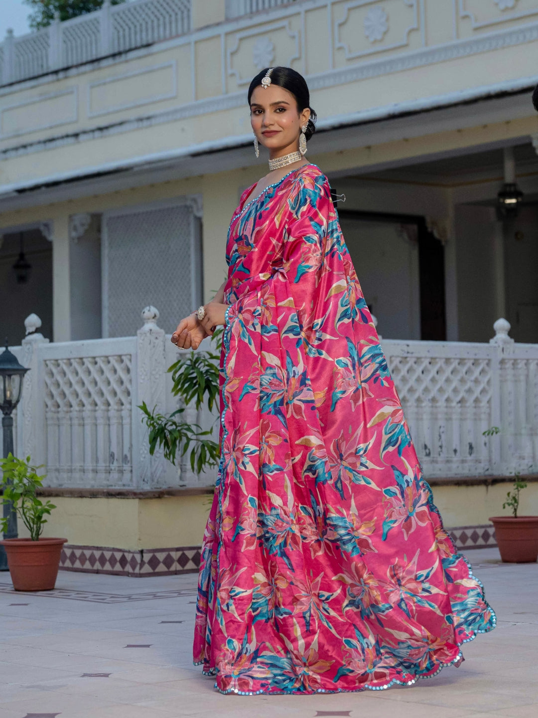 Urban Pallu Woven Design Silk Blend Fusion Saree