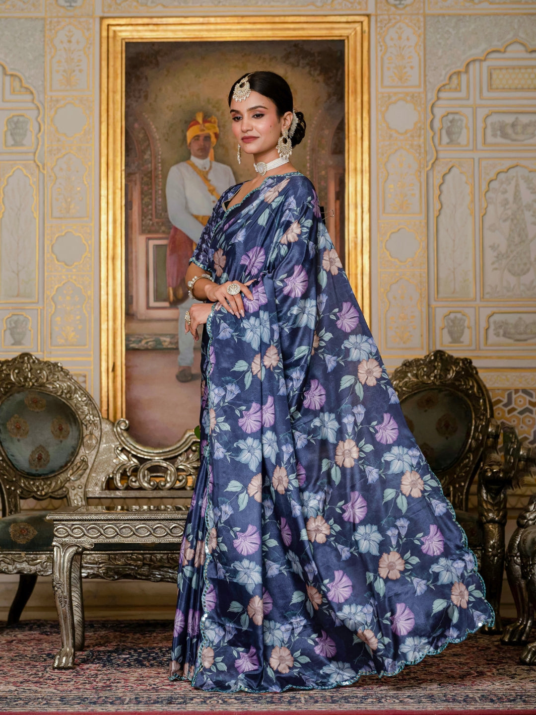 Urban Pallu Woven Design Silk Blend Fusion Saree