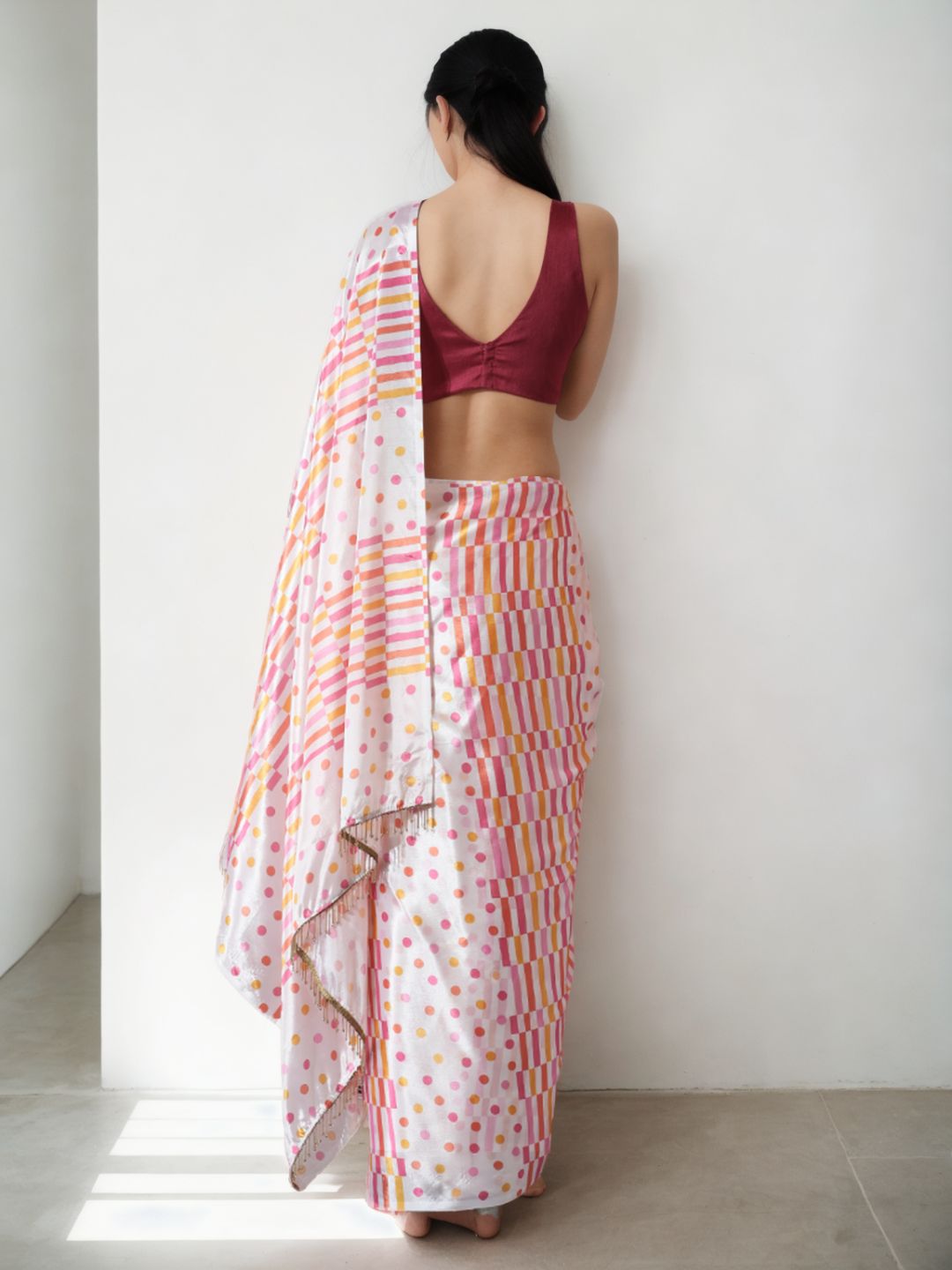 Urban Pallu Woven Design Silk Blend Fusion Saree