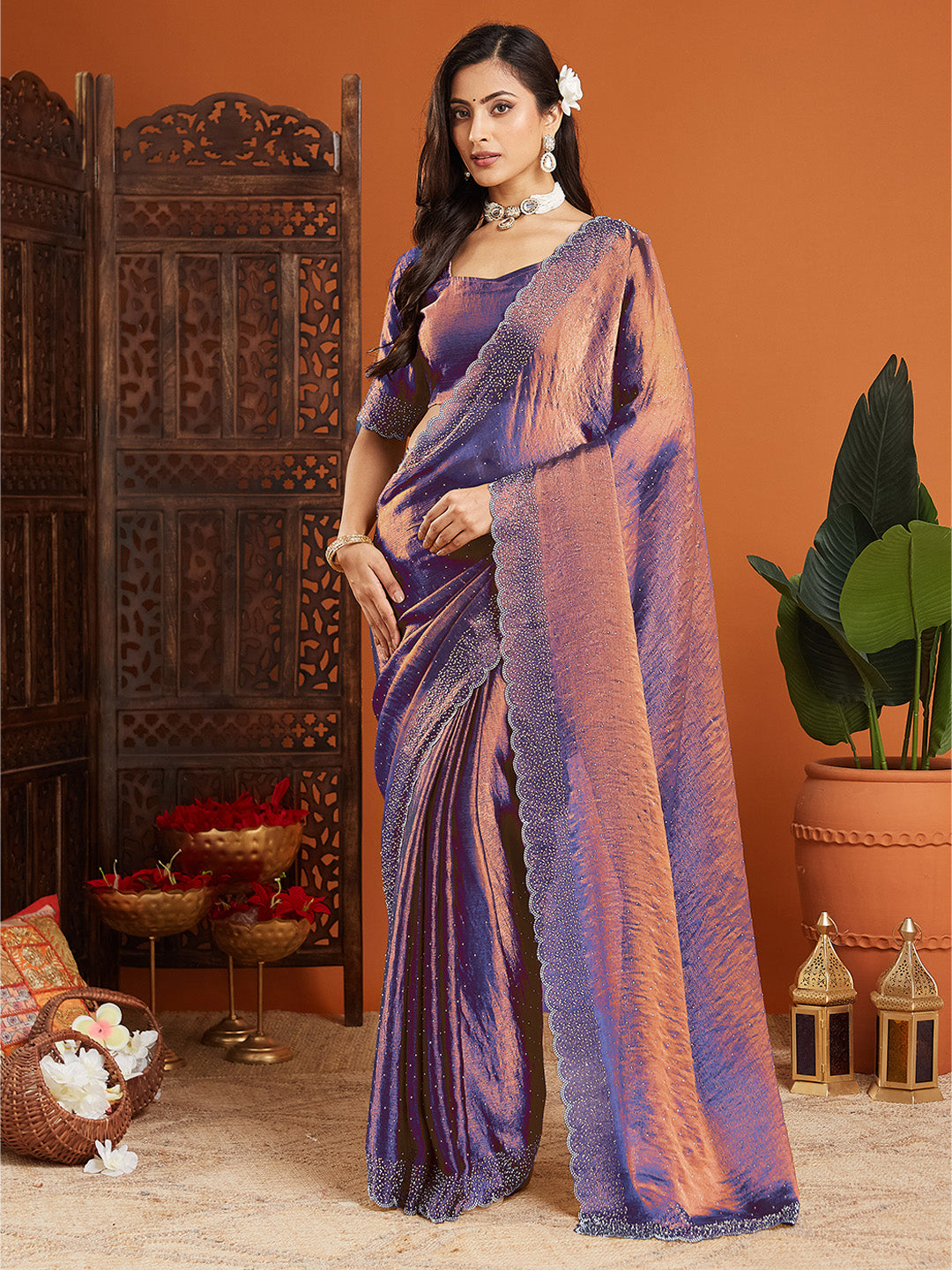 Urban Pallu Embellished Organza Party Saree