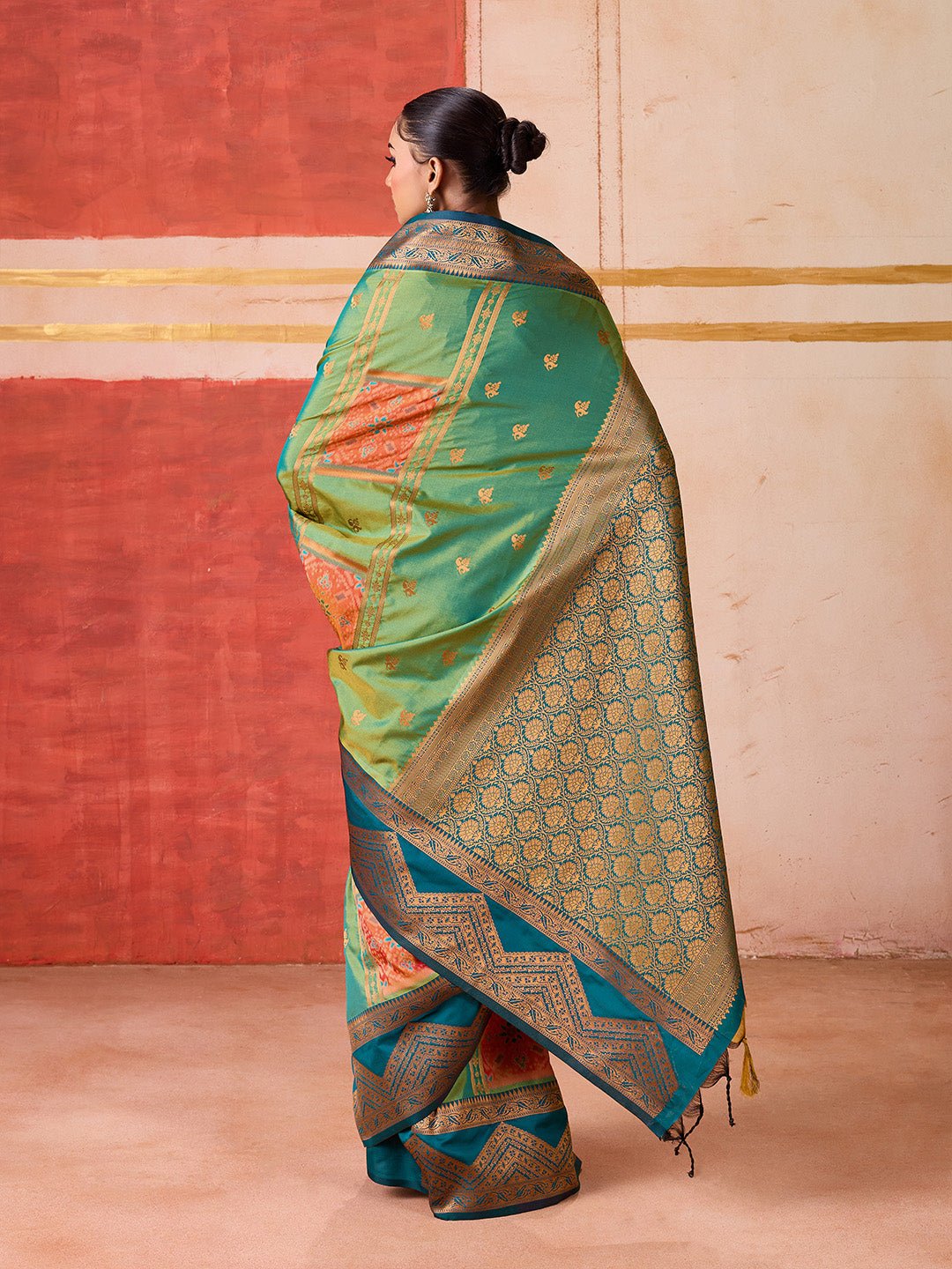 Urban Pallu Striped Silk Cotton Work Saree