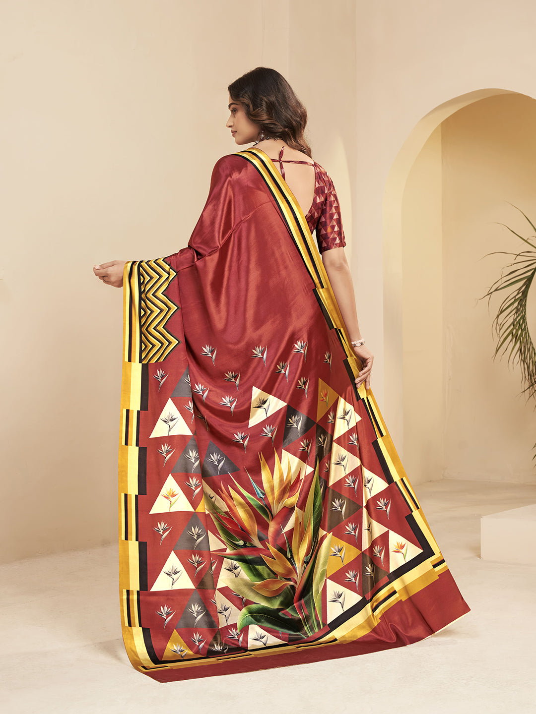Urban Pallu Printed Poly Silk Work Saree