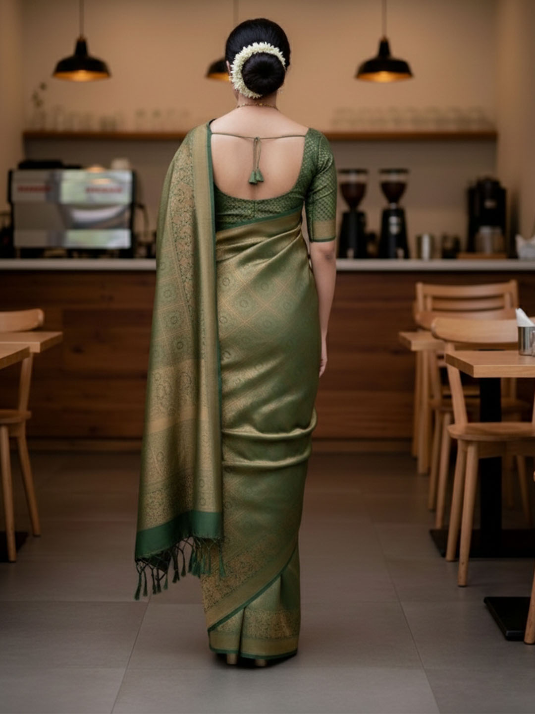 Urban Pallu Woven Design Silk Blend Work Saree