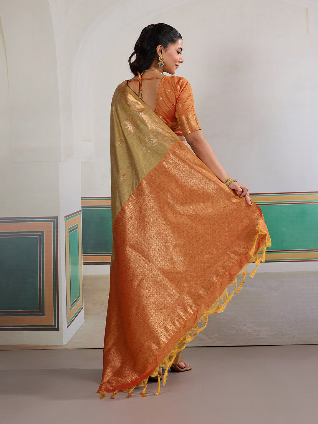 Urban Pallu Printed Silk Cotton Work Saree