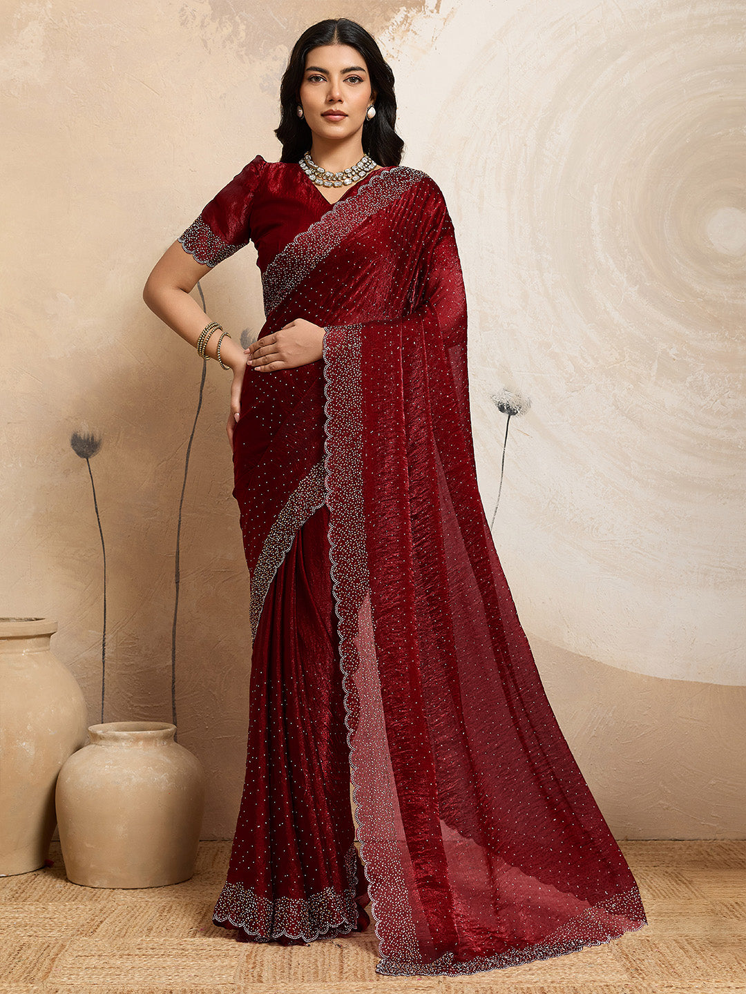 Urban Pallu Embellished Organza Party Saree