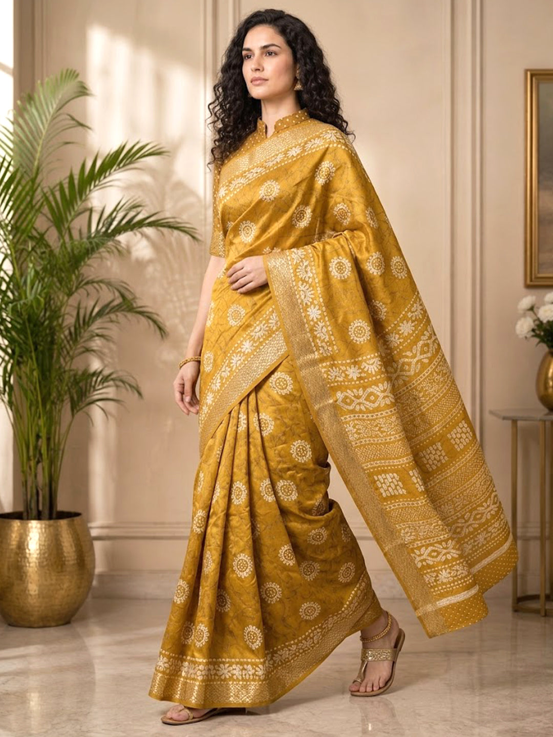 Urban Pallu Printed Silk Blend Festive Saree