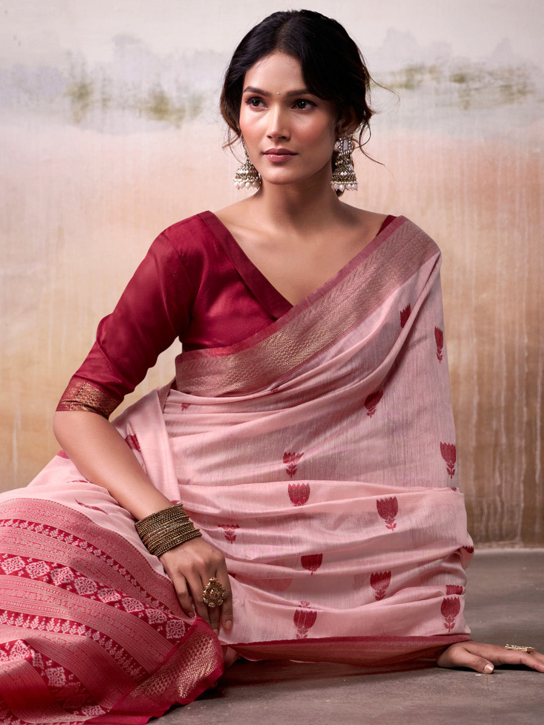Urban Pallu Woven Design Cotton Blend Daily Saree